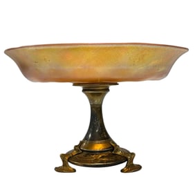 Art Deco Pedestal with Quezal Art Glass Bowl