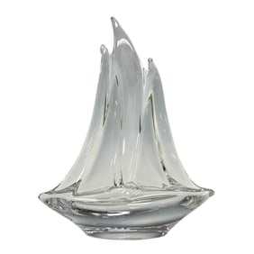 Signed DAUM France Crystal SAILBOAT Figure