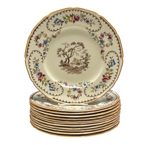 Twelve (12) Mid 20th Century Royal Doulton Bone China Dinner Plates - The Beaufort