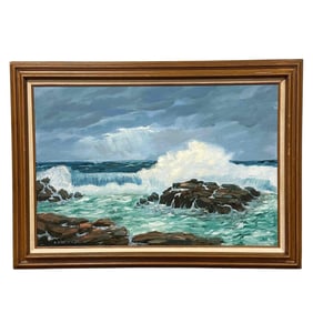 Ray Anthony Grathwol (1900–1992) 20th C. SEASCAPE Oil on Board