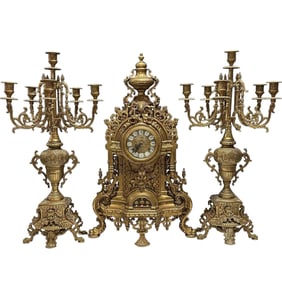 Imperial Renaissance Style Clock Garniture Set