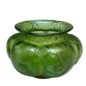 Loetz Rusticana Green Iridescent Bowl / Vase