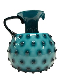 Turquoise Pressed Hobnail Form Pitcher