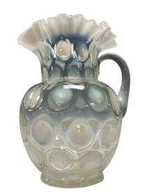 Fenton White Opalescent Art Glass Pitcher