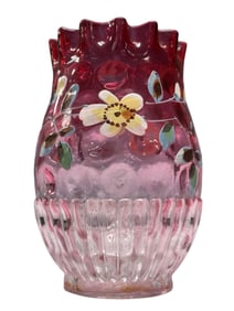 19th C. Victorian Cranberry Art Glass Vase