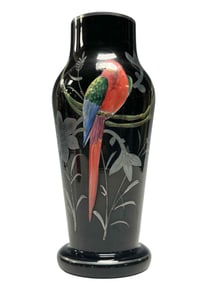 Czech Black Amethyst Parrot Vase