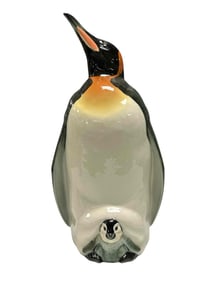 Large Hutschenreuther Porcelain Penguin With Baby