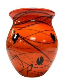 FENTON Bittersweet Hanging Heart Art Glass Vase