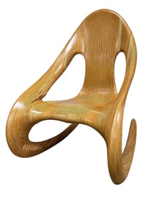 Incredible Signed Carl Gromoll Post Modern Sculpted Rocking Chair