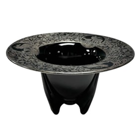American Art Deco Glass and Sterling Silver Compote