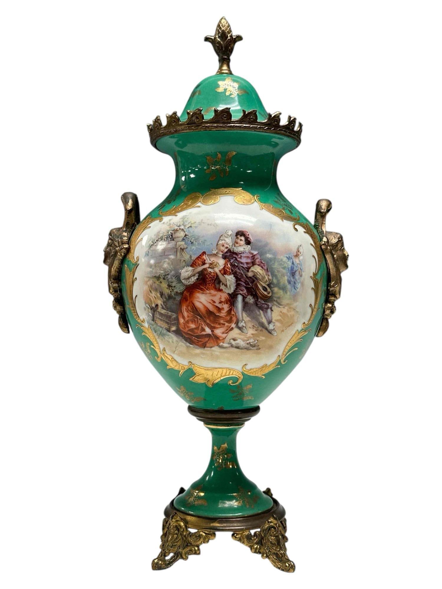 French Sevres Style Ormolu and Porcelain Covered Baluster (1 of 20)