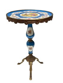French Sevres Style Porcelain Table / Tripod Stand