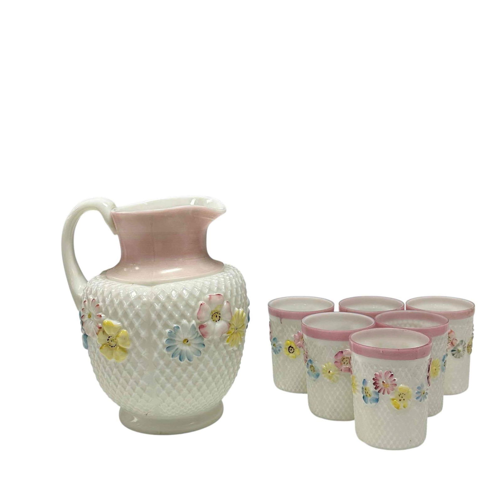 Consolidated Milk Glass - "Cosmos" Flowers Set (1 of 16)