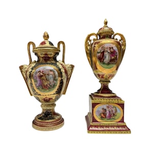 Two (2) Austrian Royal Vienna Mantle Urns