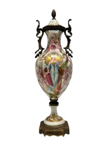 19th C. France Sevres Art Nouveau Bronze Mounted Urn