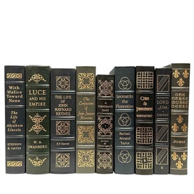 Nine (9) Leather Bound Books In Dark Tones - Easton Press