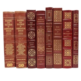 Group of Eight (8) Intellectual's Books, Red Covers - Easton Press & F.A. Davis