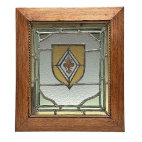 Arts and Crafts Leaded Glass Framed Window