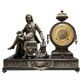 Ansonia NY Historical Denis Papin Vapeur Figure Mantle Clock