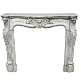 A Fine Carved White Italian Marble Half Mantle