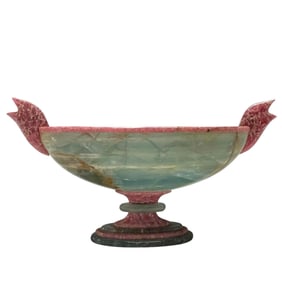A Fine Calcite and Rhodonite Polished Tazza / Bowl