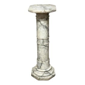 Carved Italian Veined Marble Pedestal