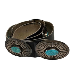 Native American Sterling and Turquoise Concho Belt