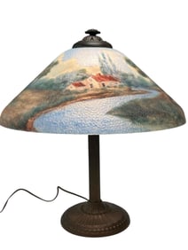 Jefferson Reverse Painted Country River Landscape Lamp