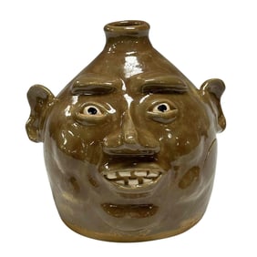 JW Fannin Ugly Face Folk Art Jug