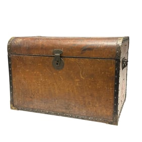 Victorian Banded Metal Traveling Trunk Mohr's