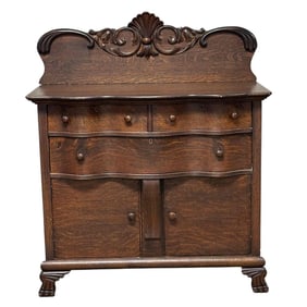 Carved 19th C. American Oak Buffet Server