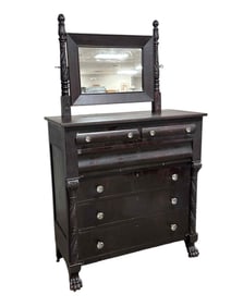 Mid 19th C. American Empire Paw Foot Highboy