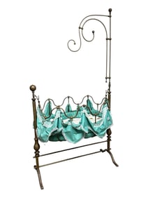 Rare French 19th C. Brass Swinging Cradle