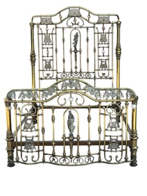 Fine 19th C. Renaissance Figural Brass Bed