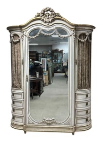 French Painted Louis XVI Mirrored Armoire