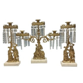 3-Piece Victorian Figural Girandole Set