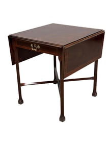 BAKER Furniture Mahogany Banded Drop Side Table