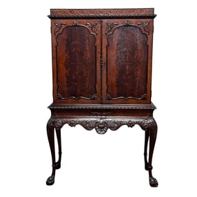 Berkey & Gay Second Empire Carved Flame Mahogany Cabinet