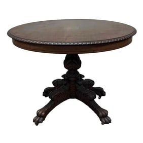 American Empire Acanthus Carved Parlor / Center Hall Table