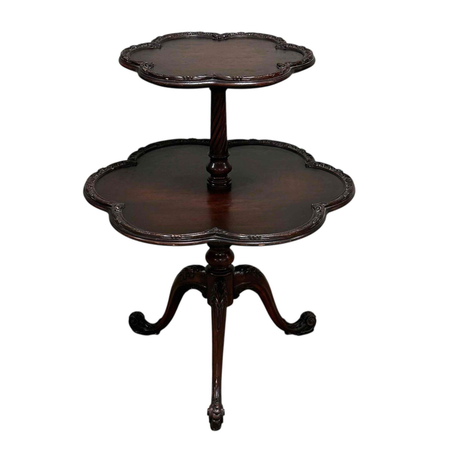 Carved Mahogany Tiered Pie Crest Stand (1 of 14)