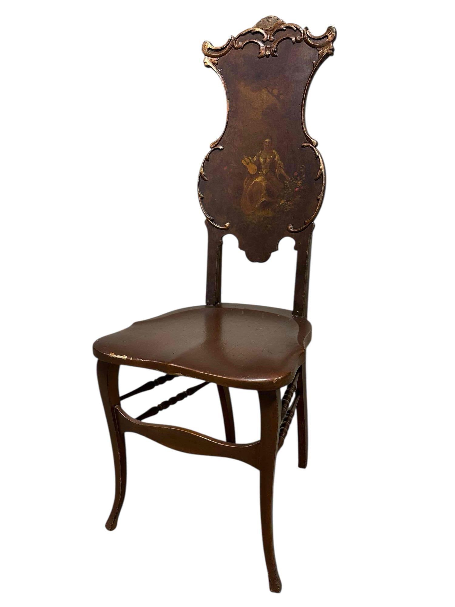 19th C. French Verni Martin Style Narrow Chair (1 of 13)