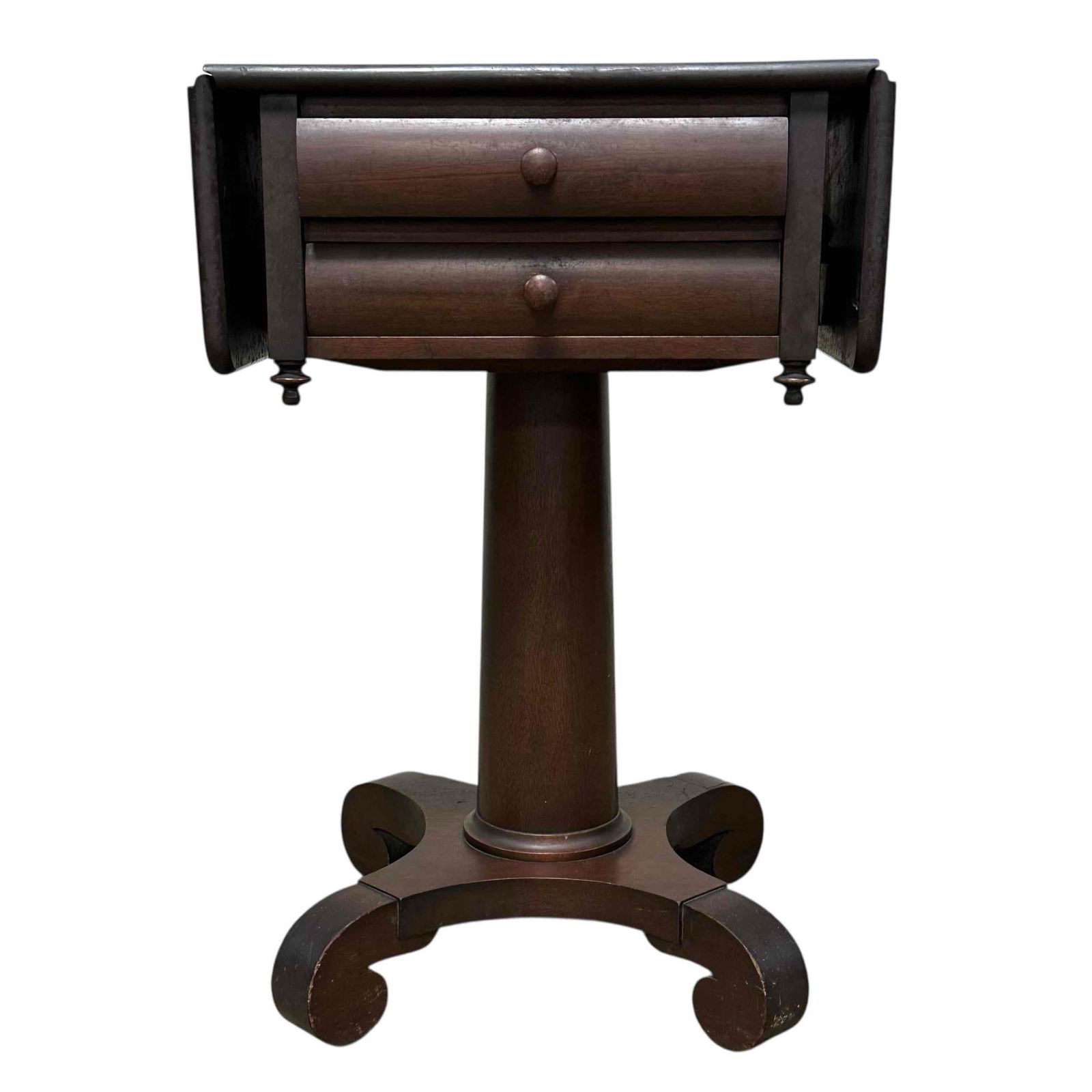 American Empire Mahogany Work Table / 2-Drawer Stand (1 of 16)