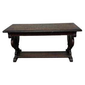 19th Century Black Walnut Carved Library Table