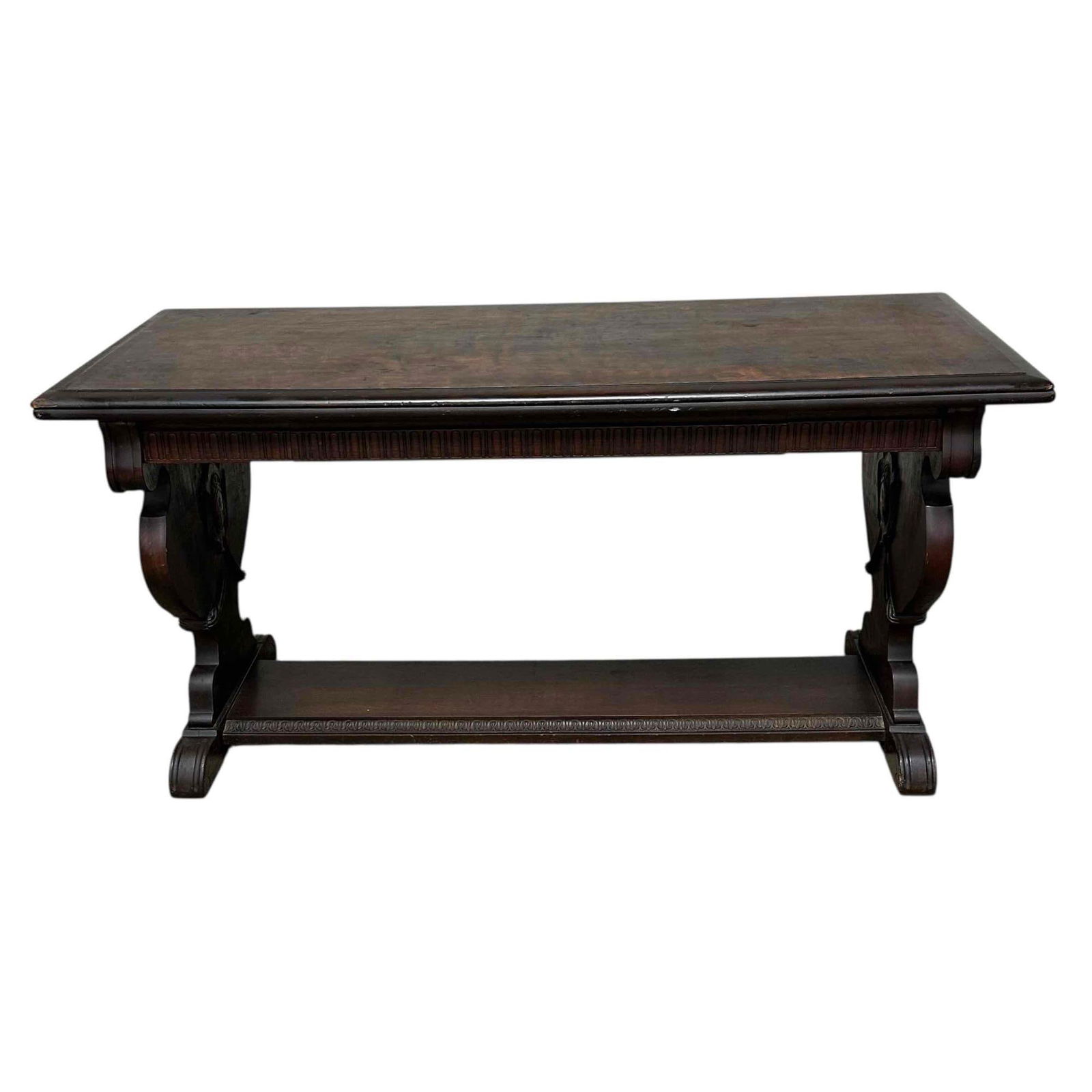 19th Century Black Walnut Carved Library Table (1 of 18)