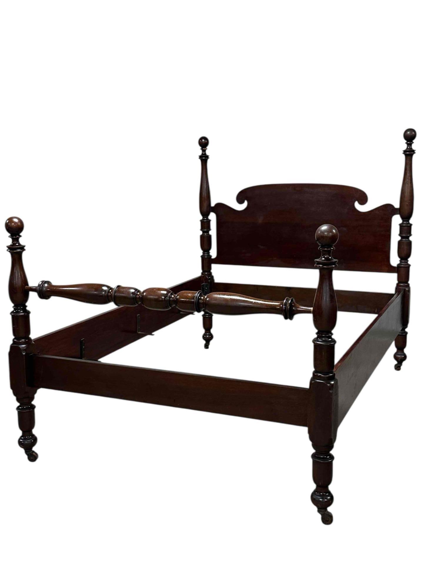 19th C. American 4-Poster Mahogany Bed (1 of 20)