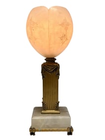 ART DECO Alabaster Column Lamp by DAVART NY