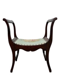 Art Nouveau Needlepoint Vanity Bench