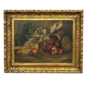 Signed Still Life Oil Painting on Panel Board by FANNIE FISH