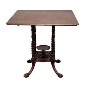 19th Century Mahogany Square Top Lamp Table