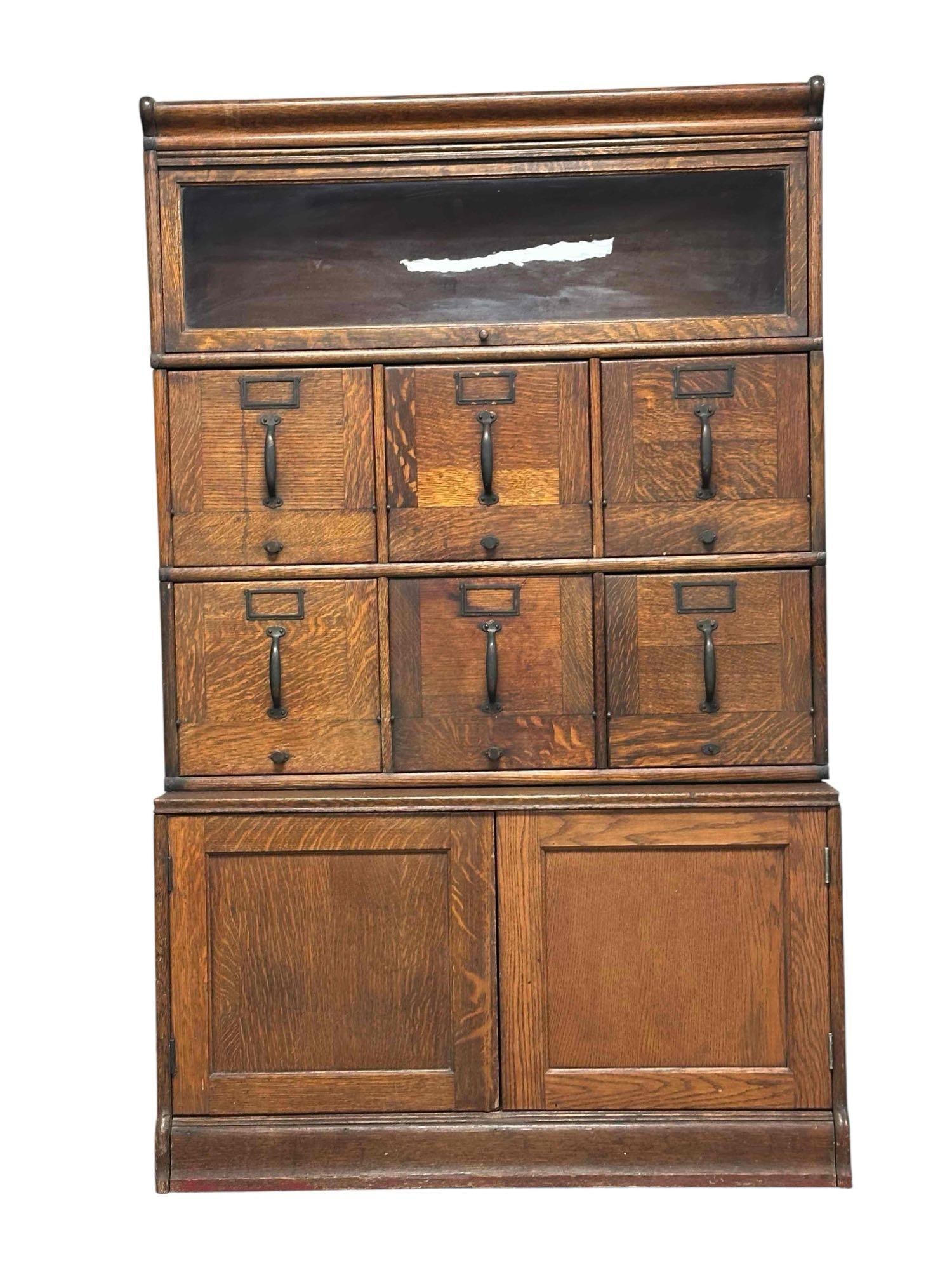 American Industrial Stacking Oak File and Bookcase (1 of 20)